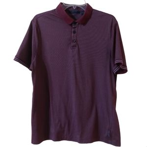 Perry Ellis Mens Large Purple Burgundy Collared Sports Golf Outdoor Polo Shirt